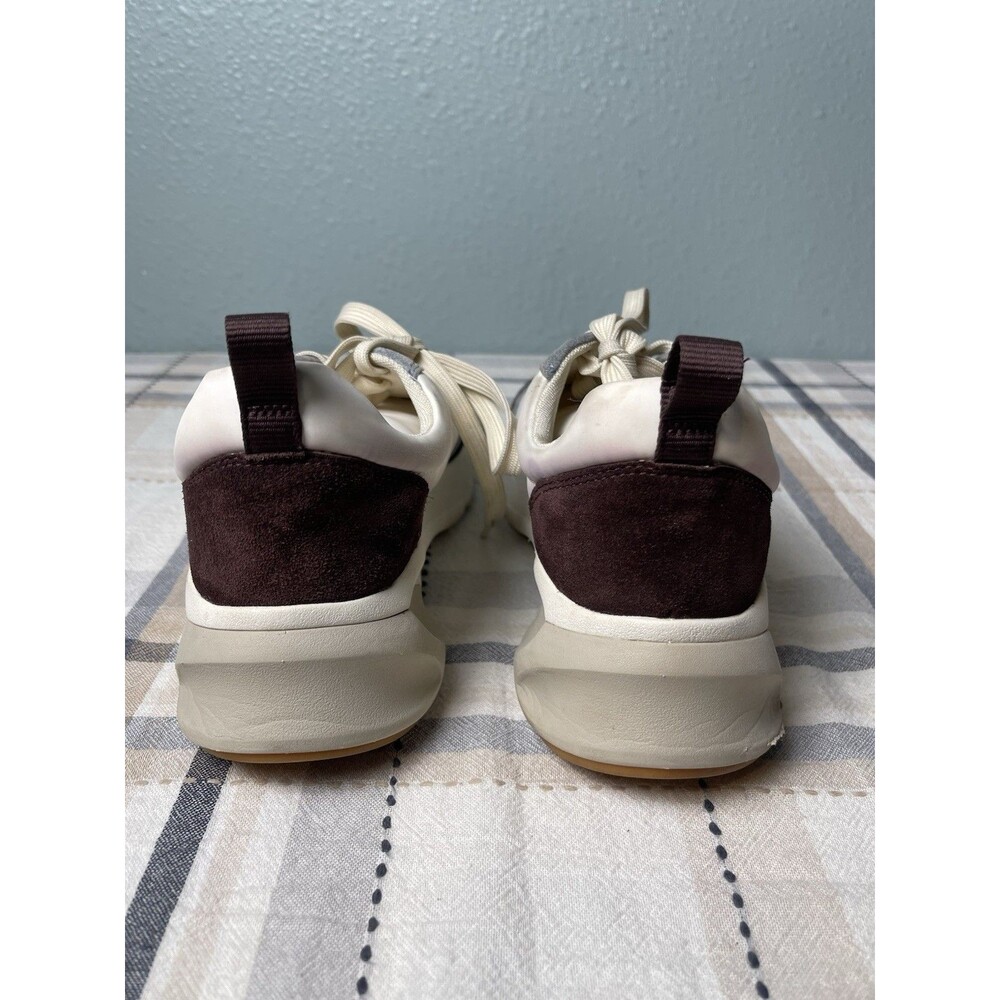 Tory Burch Good Luck Trainer Sneakers Cream Brown Suede Chunky Womens Size 8 - Picture 7 of 10